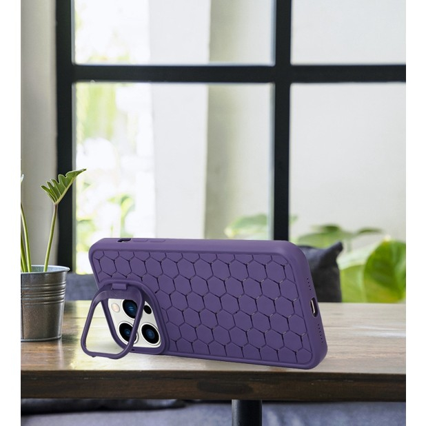 Husa de Protectie TPU, , pentru Apple iPhone 14, 3D Cube, cu Inel, Protectie Camera, Antisoc, Antizgariere, Antialunecare, Acoperire Completa, Mov [6]