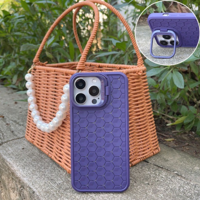 Husa de Protectie TPU, , pentru Apple iPhone 14 Plus, 3D Cube, cu Inel, Protectie Camera, Antisoc, Antizgariere, Antialunecare, Acoperire Completa, Mov [2]