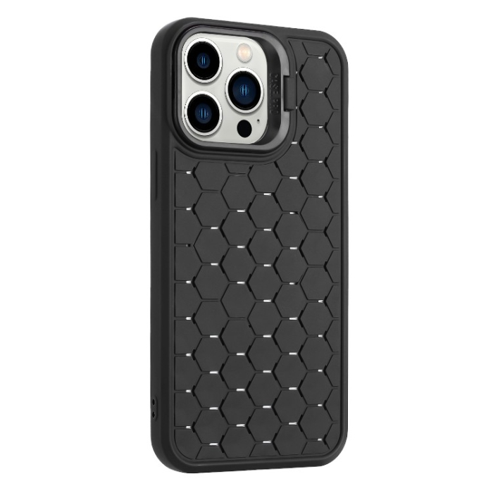 Husa de Protectie TPU, , pentru Apple iPhone 14 Pro Max, 3D Cube, cu Inel, Protectie Camera, Antisoc, Antizgariere, Antialunecare, Acoperire Completa, Negru [5]