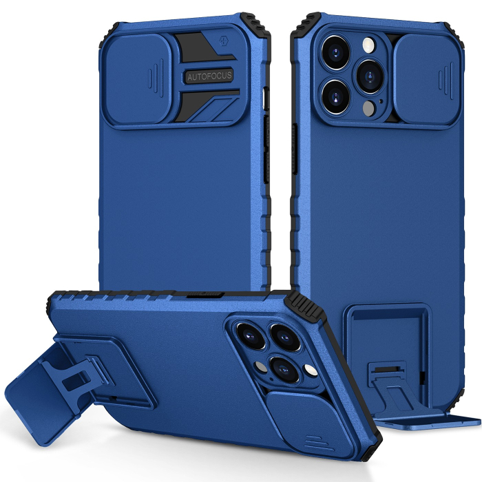 Husa Defender cu Stand pentru iPhone 11 Pro, Albastru, Suport reglabil, Antisoc, Protectie glisanta pentru camera,  [2]