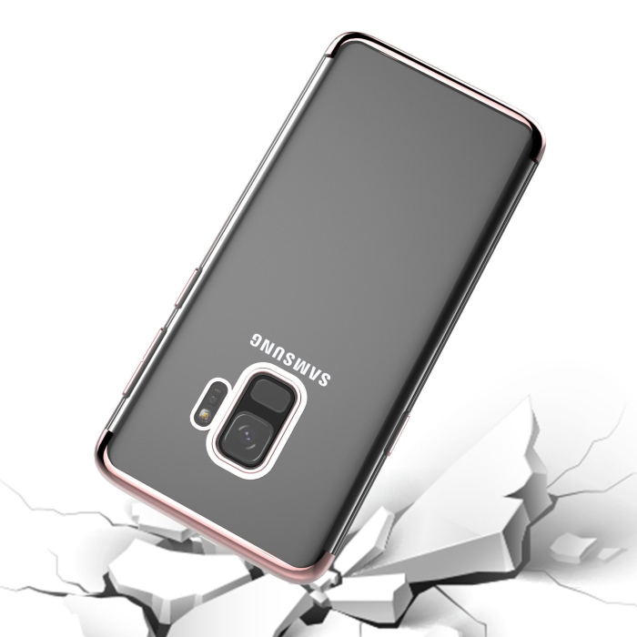 Husa Huawei P20 Lite Transparent cu Margini Roz-Aurii [4]