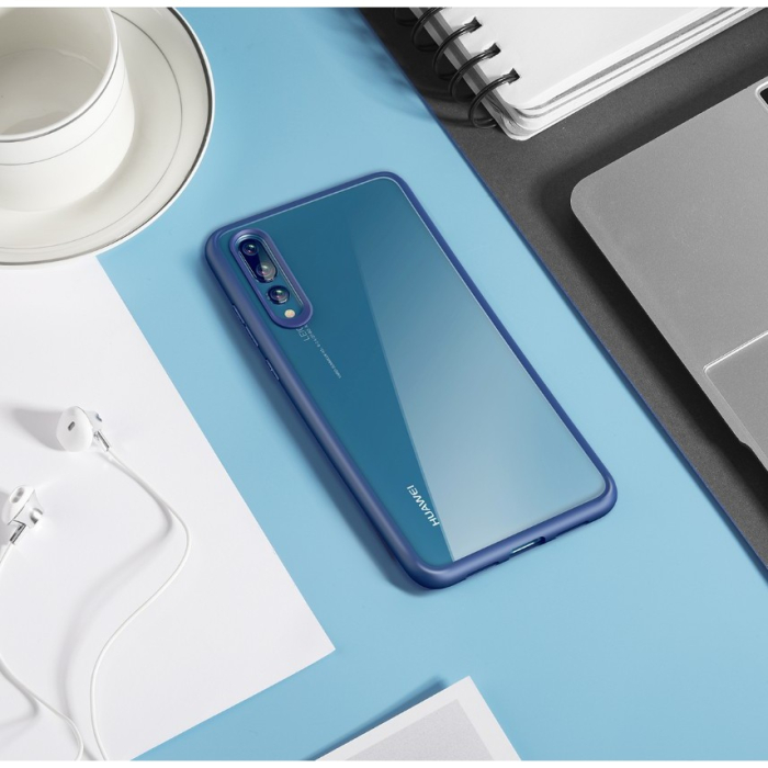Husa Huawei P20 Transparent cu Margini Albastre [3]