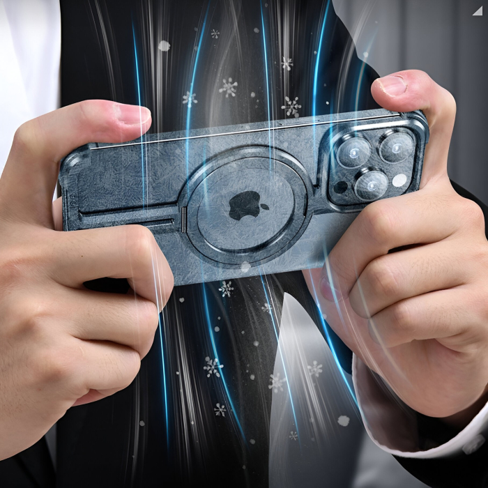 Husa MagSafe Metalica Compatibila cu iPhone 15 Pro, , Clear Case, Aliaj de Aluminiu, cu Magnet, fara Rama, Antisoc, Antizgariere, Incarcare Wireless, Negru Metalizat [9]