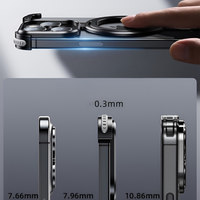 Husa MagSafe Metalica Compatibila cu iPhone 15 Pro, , Clear Case, Aliaj de Aluminiu, cu Magnet, fara Rama, Antisoc, Antizgariere, Incarcare Wireless, Negru Metalizat [6]