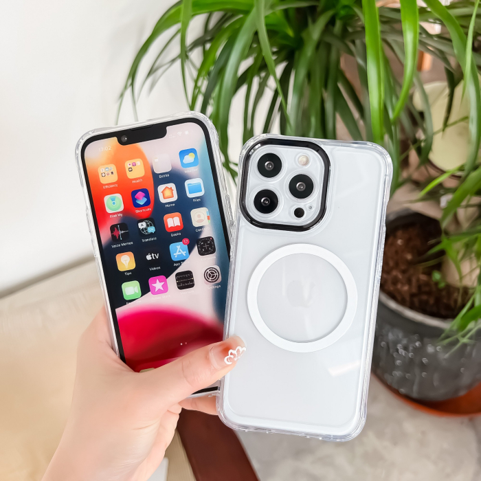 Husa MagSafe Silicone pentru iPhone 13, , Transparenta, Magnetica, Extra Protectie Camera Negru [4]