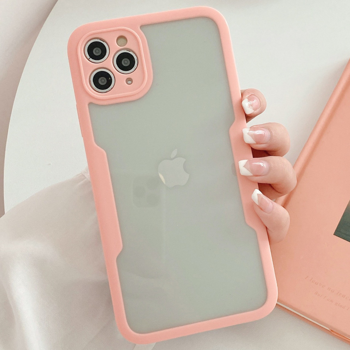 Husa Max Defence pentru iPhone 12 Pro, Bumper Roz, Fata Dubla Transparenta, Protectie Antisoc Full 360 ( fata, spate, margini ),  [3]