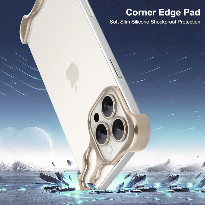 Husa Metalica Compatibila cu iPhone 16 Pro, , Protectie pentru Colturile Telefonului si Camera, Aliaj, Antisoc, Antizgariere, Auriu [2]