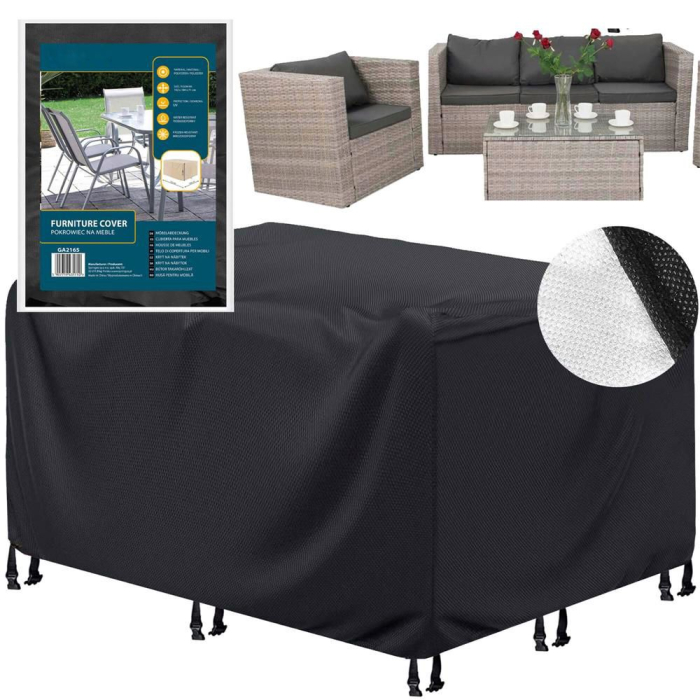 Husa mobilier gradina, impermeabila, cu protectie UV, 152x104x71cm, negru [2]
