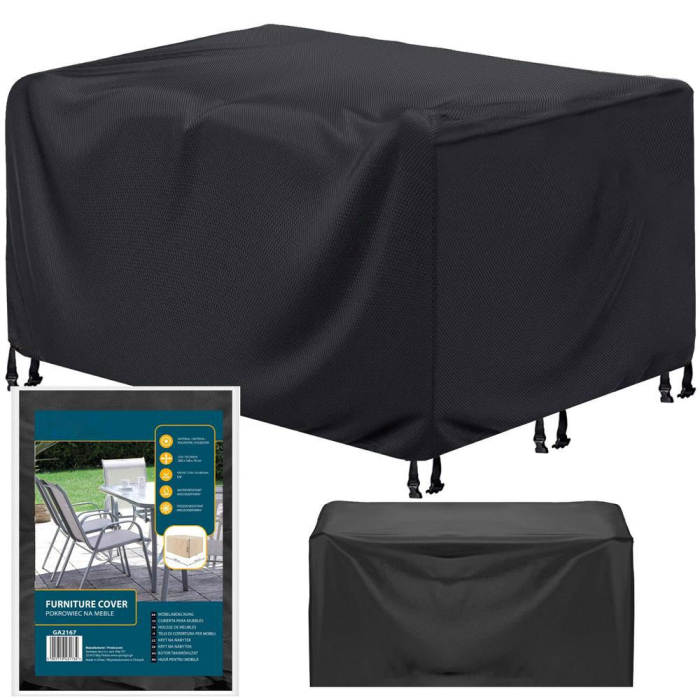 Husa mobilier gradina, impermeabila, cu protectie UV, 200x160x70cm, negru [4]