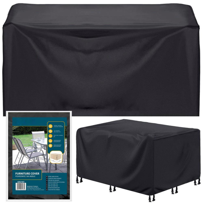 Husa mobilier gradina, impermeabila, cu protectie UV, 200x160x70cm, negru [6]