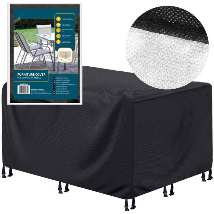 Husa mobilier gradina, impermeabila, cu protectie UV, 250x200x80cm, negru [21]