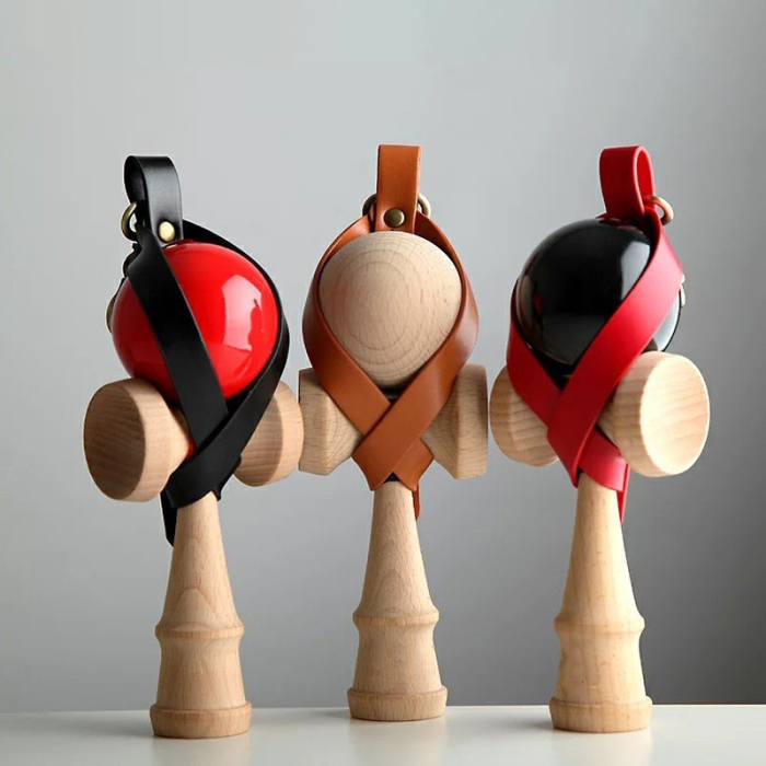 Husa pentru Kendama, , Husa de Depozitare pentru Kendama, din Piele Ecologica, Catarama cu Agatare pentru Transportare, Breloc 8, 12 x 6 cm, Negru [5]