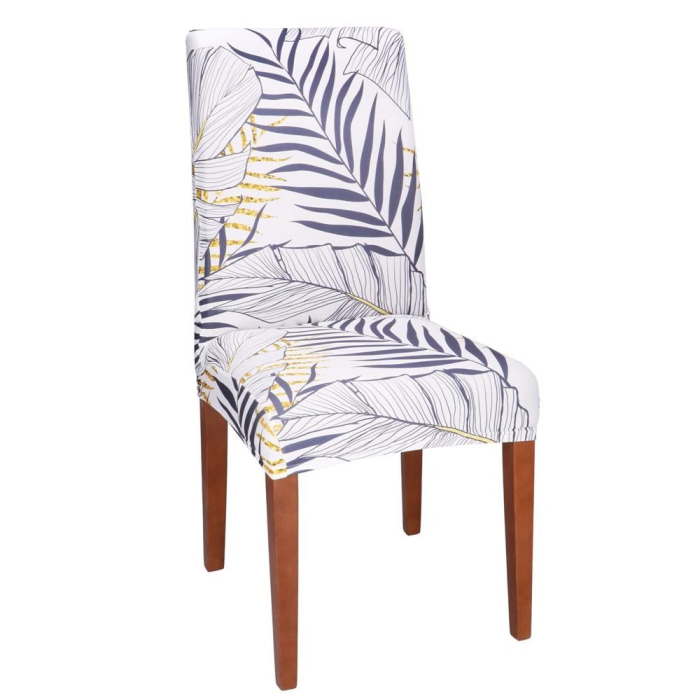 Husa pentru scaun, marime universala, poliester si spandex, 38x70cm, alb, nuante de bleumarin, galben [1]