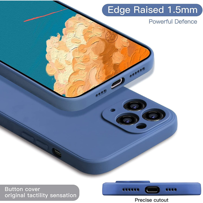 Husa protectie compatibila cu Apple iPhone 11 Pro Liquid Silicone Case Albastru inchis [2]