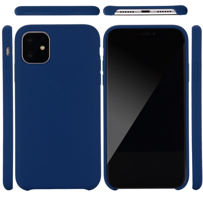 Husa protectie compatibila cu Apple iPhone 11 Pro Max Liquid Silicone Case Albastru inchis [7]