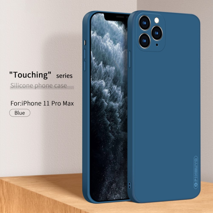 Husa protectie compatibila cu Apple iPhone 11 Pro Max Liquid Silicone Case Albastru inchis [14]