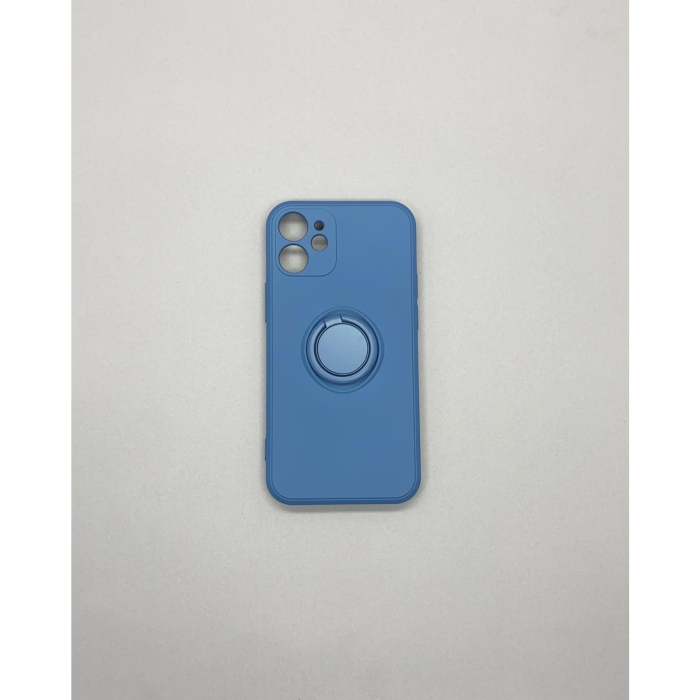 Husa protectie compatibila cu Apple iPhone 12 Liquid Silicone Ring cu suport rotativ Albastru [6]