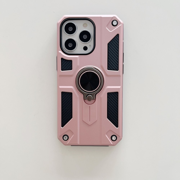 Husa protectie compatibila cu Apple iPhone 13 Defender Model 5 cu suport prindere inel,Roz Auriu [3]