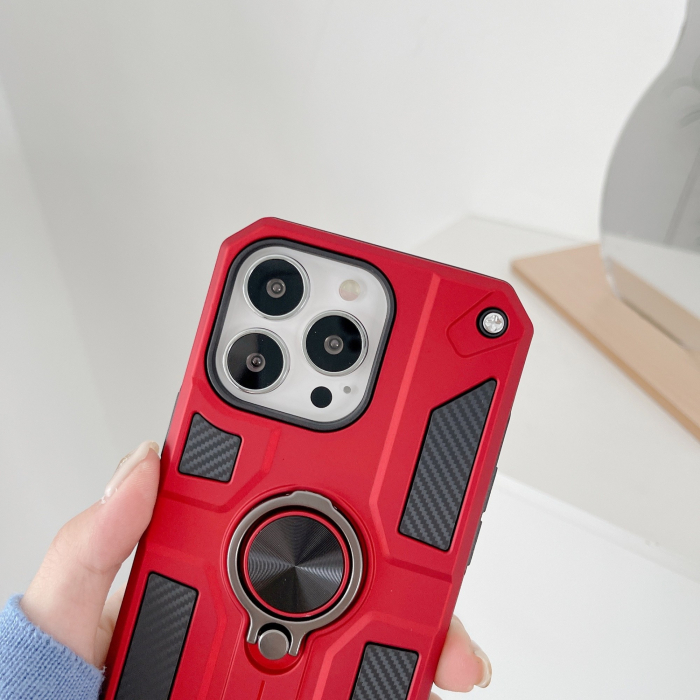 Husa protectie compatibila cu Apple iPhone 13 Mini Defender Model 5 cu suport prindere inel,Rosu [4]