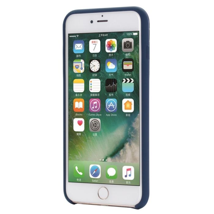 Husa protectie compatibila cu Apple iPhone 7/8/SE 2020 Liquid Silicone Case Albastru Inchis [8]