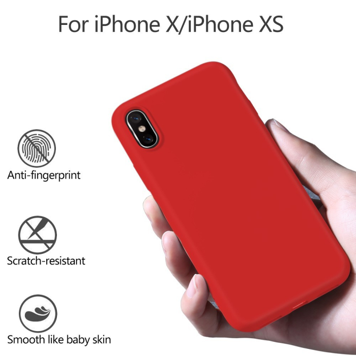 Husa protectie compatibila cu Apple iPhone X/XS Liquid Silicone Case Rosu [10]