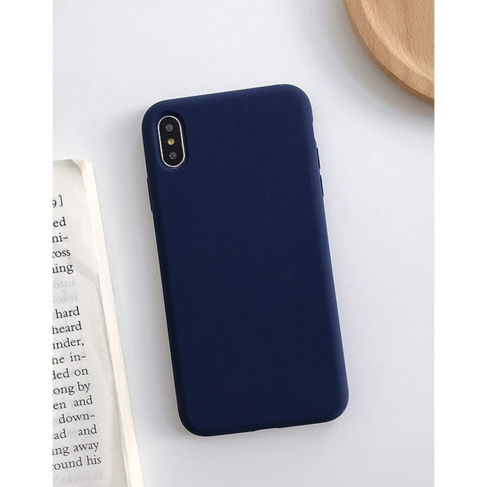 Husa protectie compatibila cu Apple iPhone XS Liquid Silicone Case Albastru inchis [9]