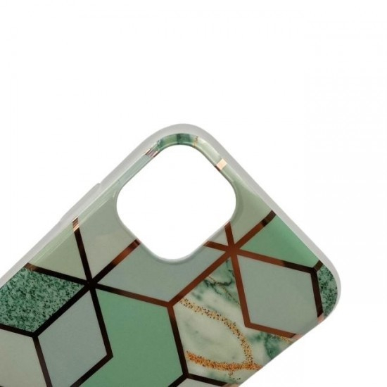 Husa protectie compatibila cu Huawei P30 Lite Soft IMD TPU Marble Geometric Verde [5]