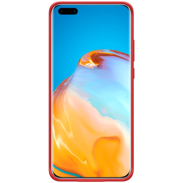 Husa protectie compatibila cu Huawei P40 Pro Liquid Silicone Case Rosu [5]