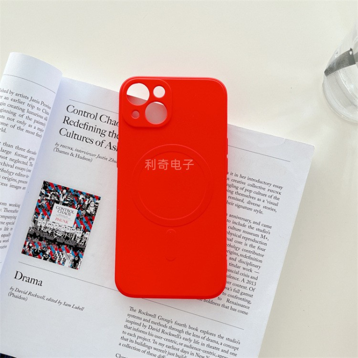 Husa protectie compatibila cu iPhone 14 Pro Max, Liquid MagSafe, ring-shaped, magnetica, Rosu [3]