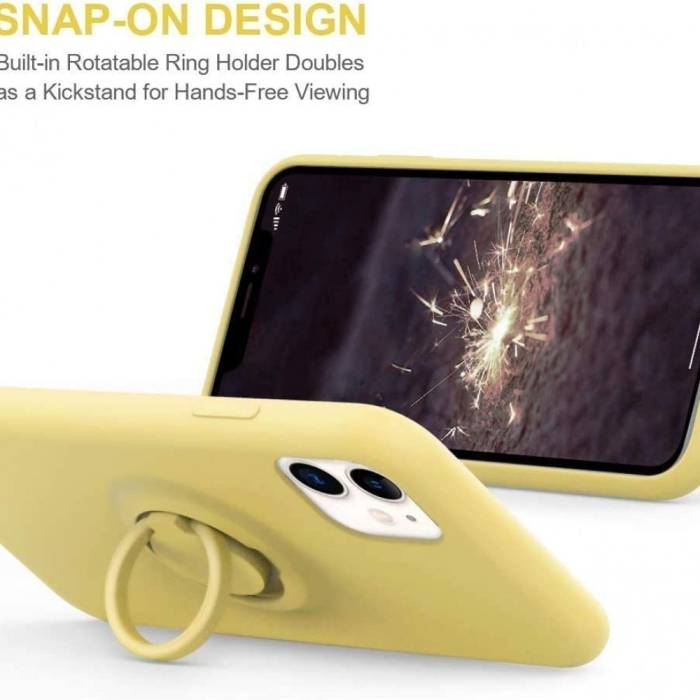 Husa protectie compatibila cu Samsung A72 Liquid Silicone Ring cu suport rotativ Galben [2]