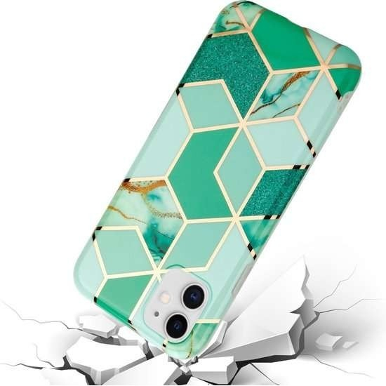 Husa protectie compatibila cu Samsung Galaxy A32 5G Soft IMD TPU Marble Geometric Verde [2]