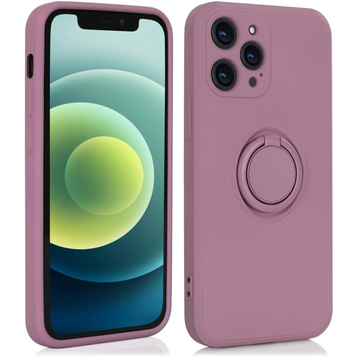 Husa protectie compatibila cu Samsung Galaxy A52 Liquid Silicone Ring cu suport rotativ Mov [6]