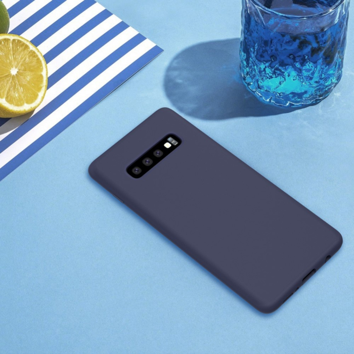 Husa protectie compatibila cu Samsung S10 Plus Liquid Silicone Case Albastru inchis [8]