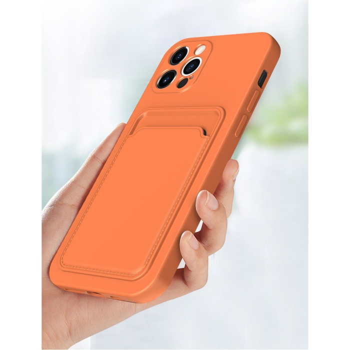 Husa protectie cu suport card compatibila cu Apple iPhone 13 Portocaliu [5]