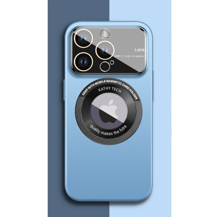 Husa protectie MagSafe Kathy Tech, , pentru Apple iPhone 14 Pro, Dublu Cerc, Albastru Deschis [2]