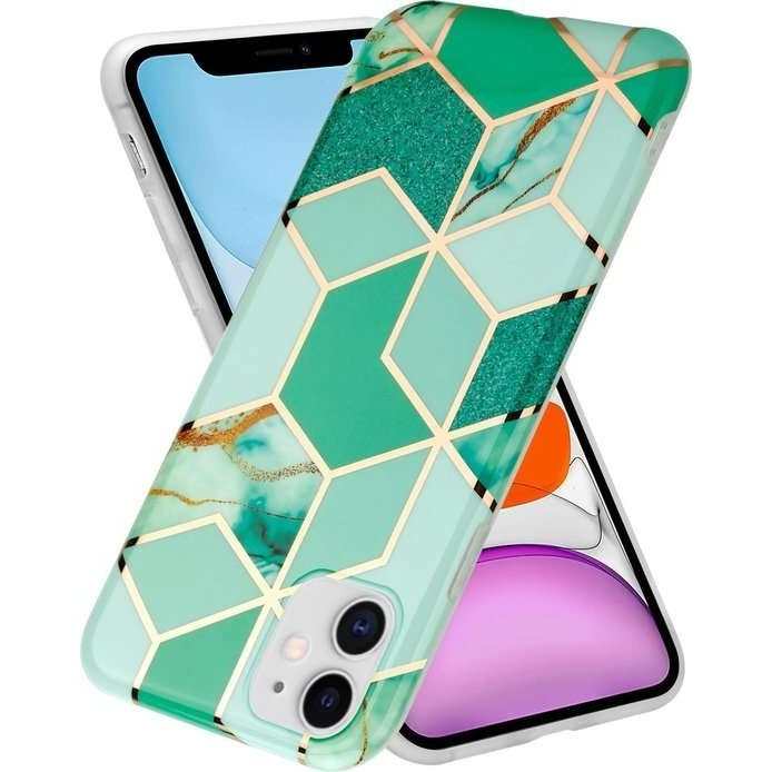 Husa protectie pentru Apple iPhone X/XS Soft IMD TPU Marble Geometric Verde [6]