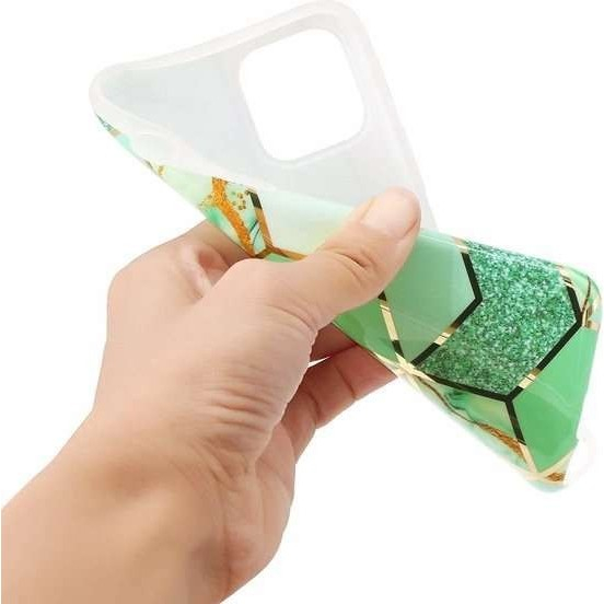 Husa protectie pentru Apple iPhone X/XS Soft IMD TPU Marble Geometric Verde [5]