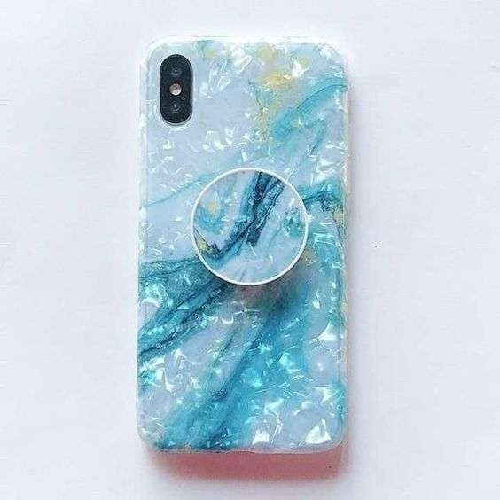 Husa protectie pentru Apple iPhone XR Soft IMD TPU Marble Albastru Suport inclus [2]