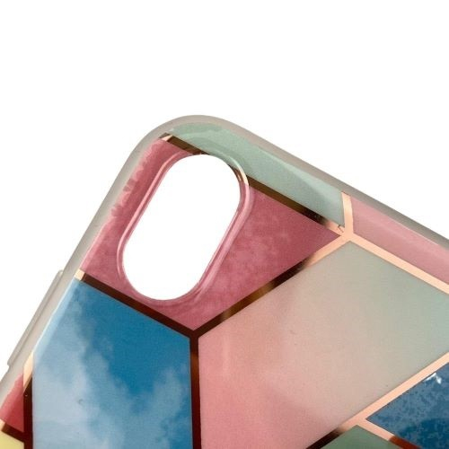 Husa protectie pentru Apple iPhone XR Soft IMD TPU Marble Geometric Roz [5]