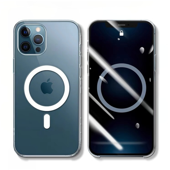 Husa protectie pentru iPhone 13 Mag Safe, 2 in 1 incarcare si magnet, Silicone, Transparenta [4]