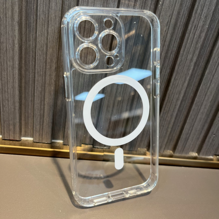 Husa protectie pentru iPhone 14 Pro Max Mag Safe, 2 in 1 incarcare si magnet, Silicon si Acril, Transparenta [4]
