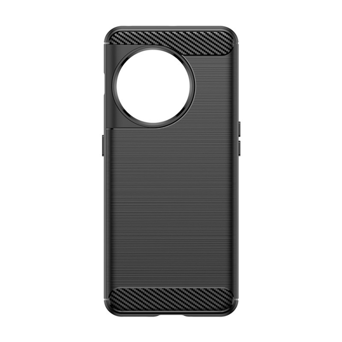 Husa Protectie pentru OnePlus 11, , din Silicon TPU Moale, Textura Periat, Anti Cadere, cu Element Carbon, Negru [3]