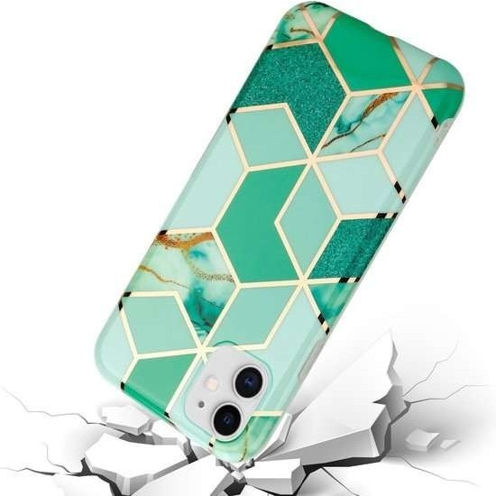 Husa protectie pentru Samsung A51 Soft IMD TPU Marble Geometric Verde [7]