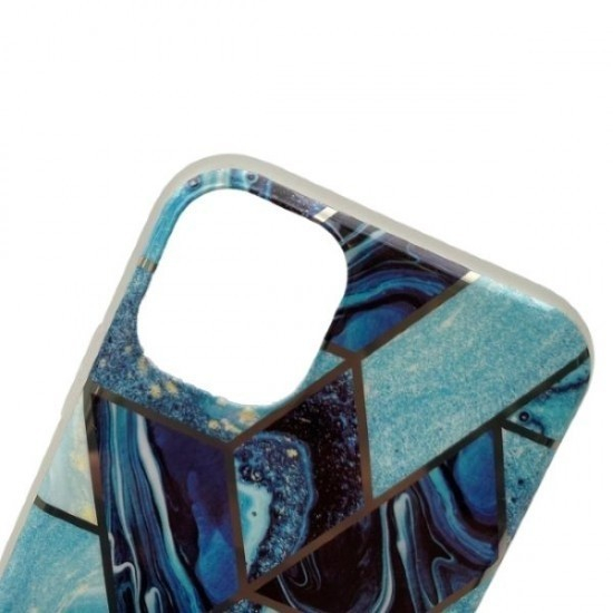 Husa protectie pentru Samsung A71 Soft IMD TPU Marble Geometric Albastru [9]