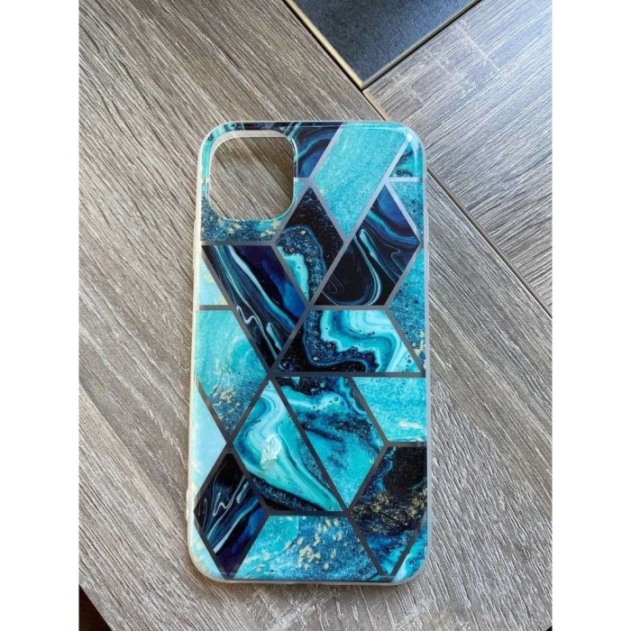 Husa protectie pentru Samsung A71 Soft IMD TPU Marble Geometric Albastru [3]