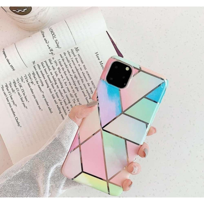 Husa protectie pentru Samsung S10 Soft IMD TPU Marble Geometric Roz [4]