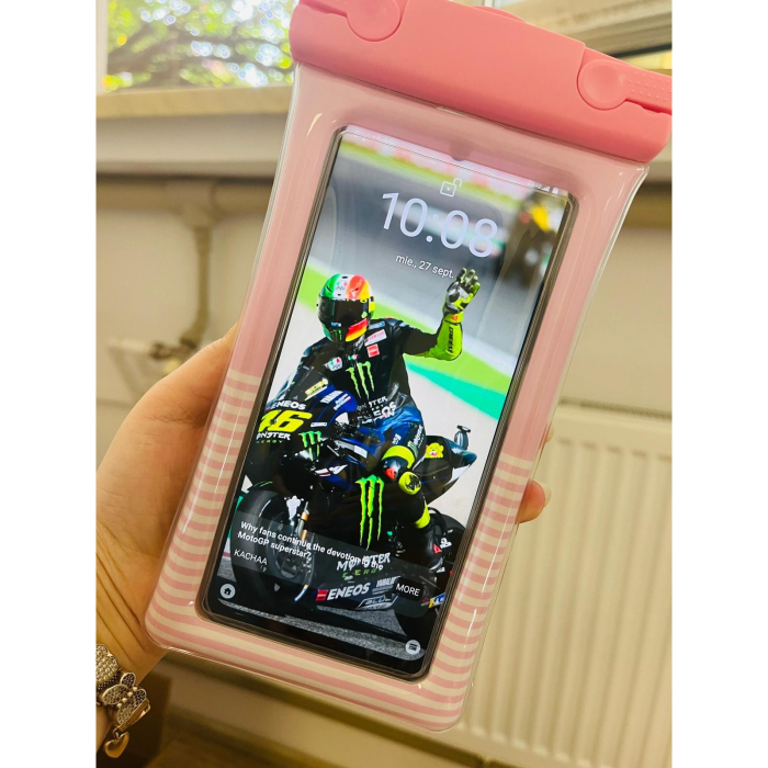 Husa subacvatica Cushion Waterproof , Snowproof, Universala, Dungata, cu Snur, pentru telefon sau documente, Roz [4]