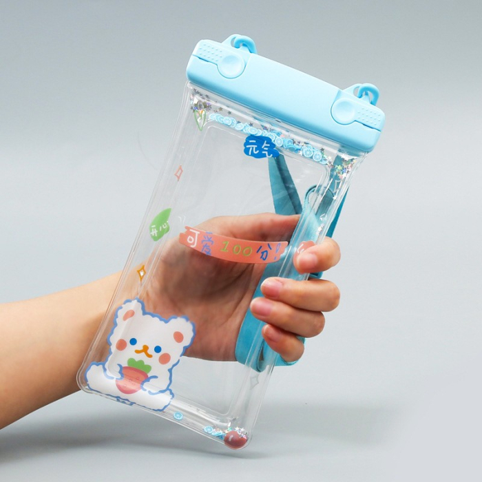 Husa subacvatica Fruity Waterproof , Snowproof, Universala, Impermeabila, cu Snur, pentru telefon sau documente, Berry Bear, Albastru [6]