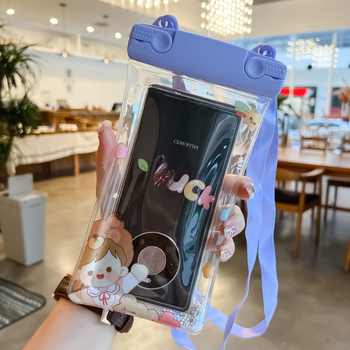 Husa subacvatica Fruity Waterproof , Snowproof, Universala, Impermeabila, cu Snur, pentru telefon sau documente, Lucky Girl, Mov [2]