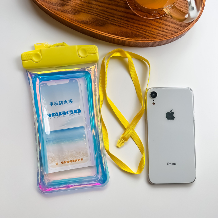 Husa subacvatica Holografica Waterproof , Snowproof, Universala, Impermeabila, cu Snur, pentru telefon sau documente, Galben [3]